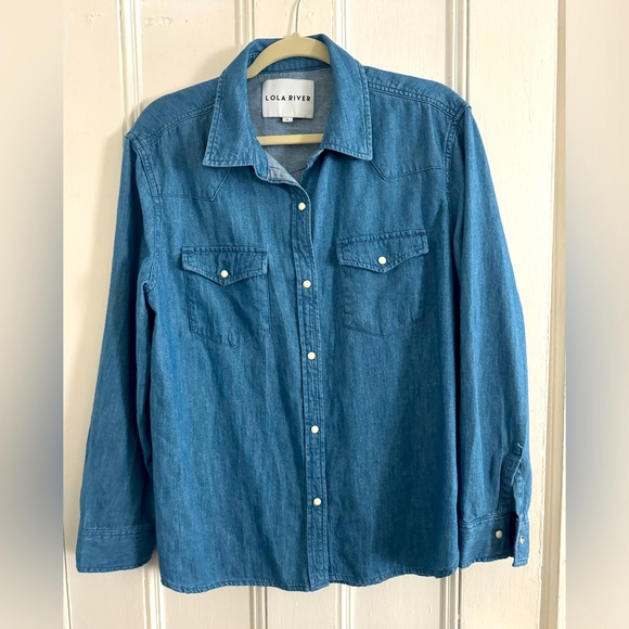 Button down soft jeans long sleeve shirt - Picture 1 of 3